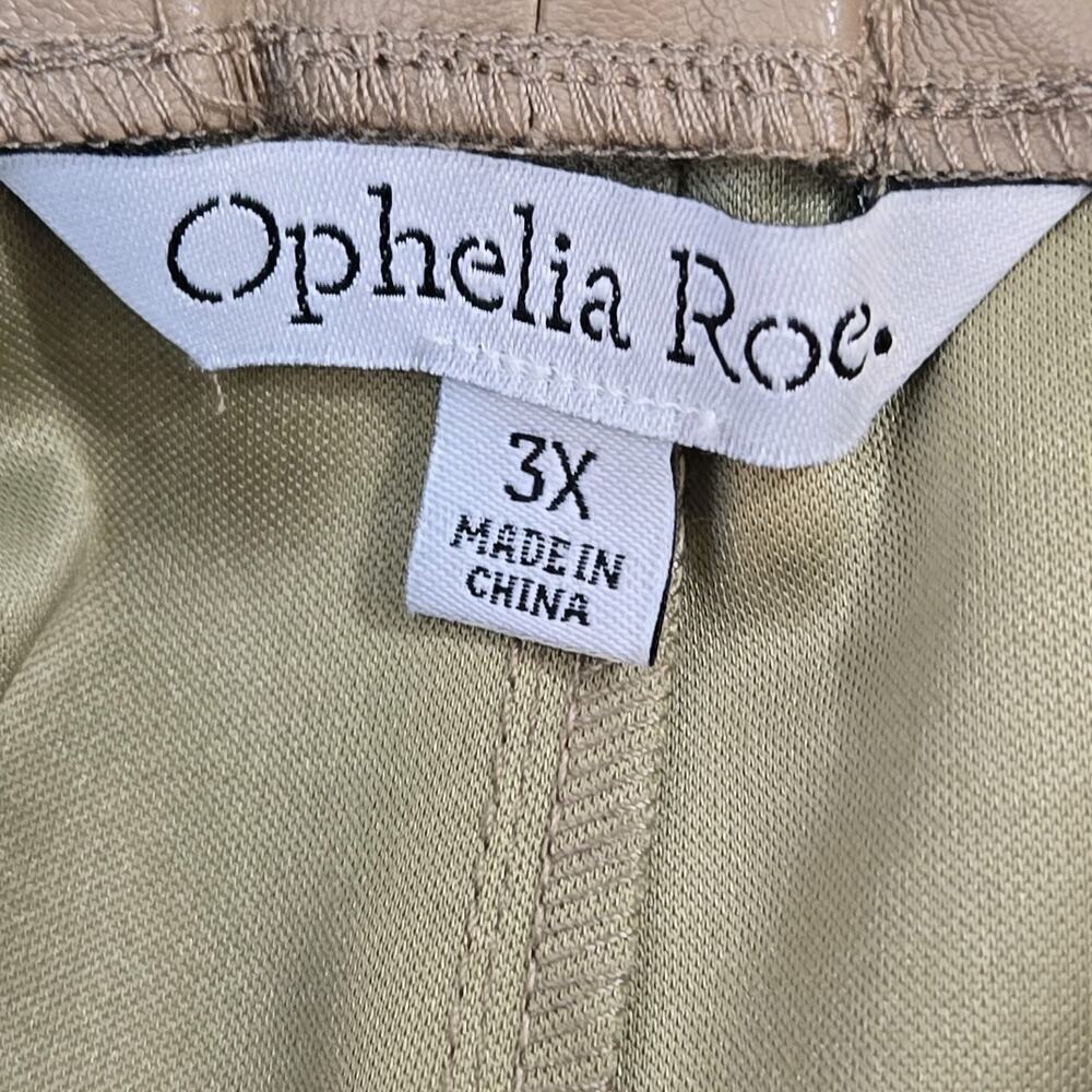 NWT Women's Size 3X Ophelia Roe Faux Leather Tan Pants Mid-Rise Tapered Leg 24" - Picture 6 of 10